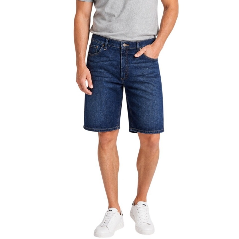 Wrangler Denim Shorts Mens 38 Blue Relaxed Fit Stretch Dark Wash
